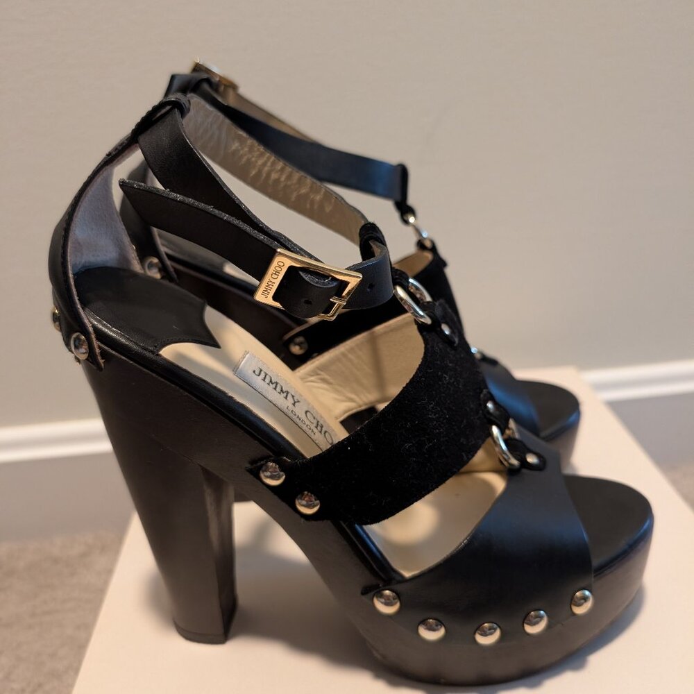 Jimmy Choo Black Suede Platform Heels — Size 39 EU / US 8.5